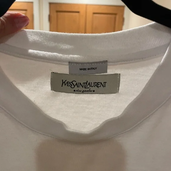 Yves Saint Laurent White and Black Short Sleeve Tee